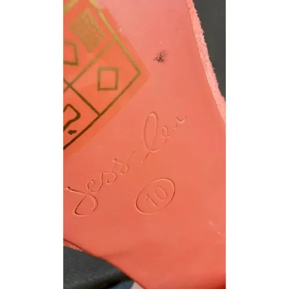 Jess Lea Daisy Rounded Blocked Heels Sandals Coral Open Toe Slip On Womens Sz 10 - Picture 7 of 8